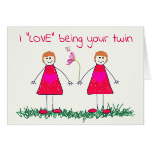 KÄRLEK & VIN  MED DIG **TWIN** PÅ BIRTHDAY HÄLSNINGSKORT