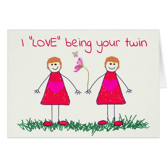 KÄRLEK & VIN  MED DIG **TWIN** PÅ BIRTHDAY HÄLSNINGSKORT (Framsidan Horizontal)