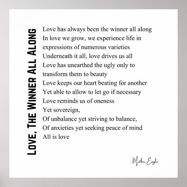 Kärlek vinnaren poster hela dikt poesi (Framsidan)