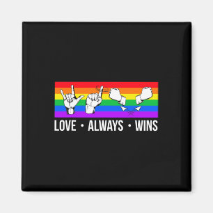 Kärlek vinner alltid ASL Döv Awareness Gay pride L Magnet