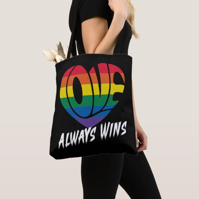 Kärlek vinner alltid HBT-Pride Tygkasse (Närbild)