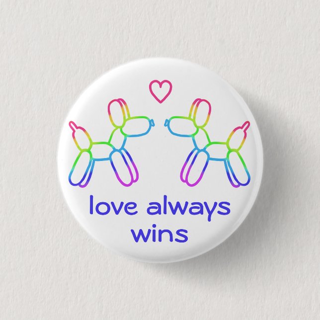 Kärlek vinner alltid regnbåge, knapp för Hundar (Framsida)