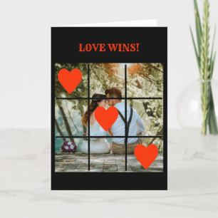 Kärlek vinner fotomeddelande Black Valentine Card Kort