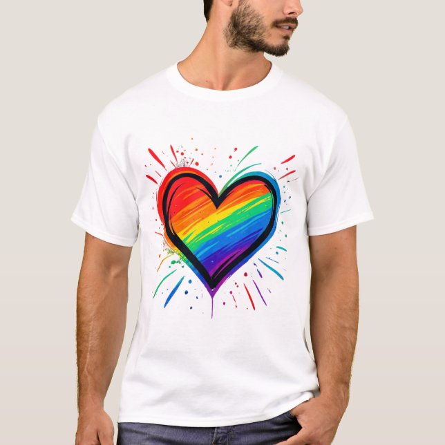 Kärlek Vinner Graffiti Hjärtat T Shirt (Framsida)