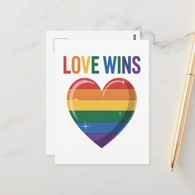 Kärlek Vinner HBTQ Pride Likhet Vykort (Fram/Back In Situ)
