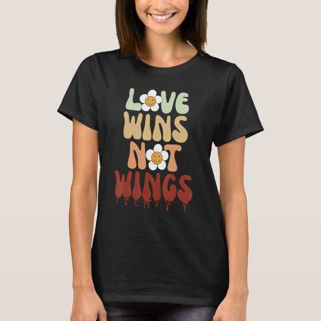 Kärlek vinner inte Vingar Shirt Women Retro Groovy T (Framsida)