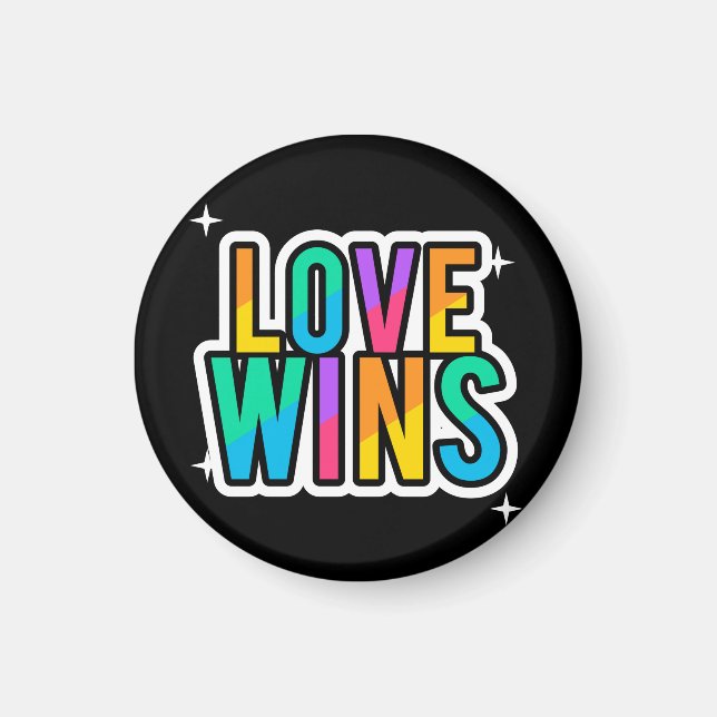 Kärlek vinner. LGBTQ+Pride. Regnbåge. Magnet (Framsidan)