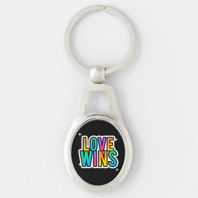 Kärlek vinner. LGBTQ+Pride. Regnbåge. Nyckelkedja (Framsidan)