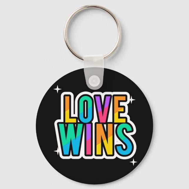 Kärlek vinner. LGBTQ+Pride. Regnbåge. Nyckelring (Framsida)
