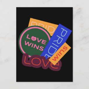 Kärlek vinner. Pride. Pride vinner. HBTQ+Pride vyk Vykort