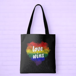 Kärlek Vinner Pride Regnbåge Hjärta Tygkasse
