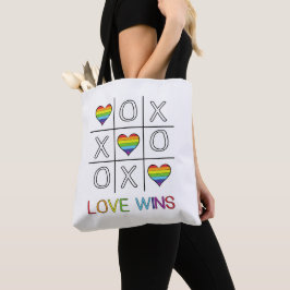 Kärlek vinner regnbåge gay pride hjärtslag (tå) tygkasse