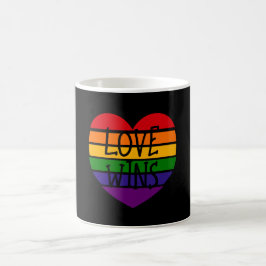 Kärlek Vinner Regnbågs Hjarta Kaffemugg