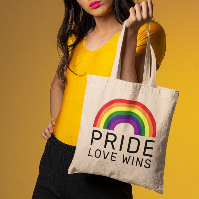 Kärlek Vinner Regnbågsfärger HBTQ HBTQ Pride Månad Tygkasse (Skapare uppladdad)