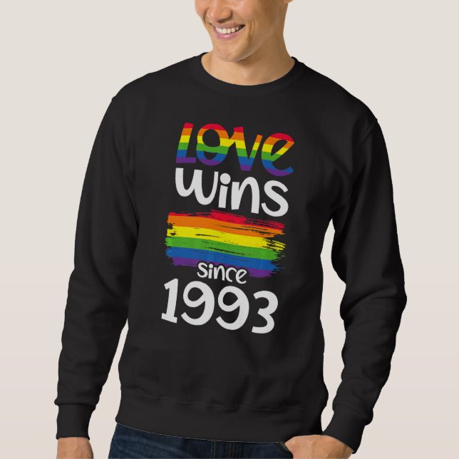 Kärlek vinner sedan 1993 Lgbtq Rainbow Pride Celeb Lång Ärmad Tröja (Framsida)