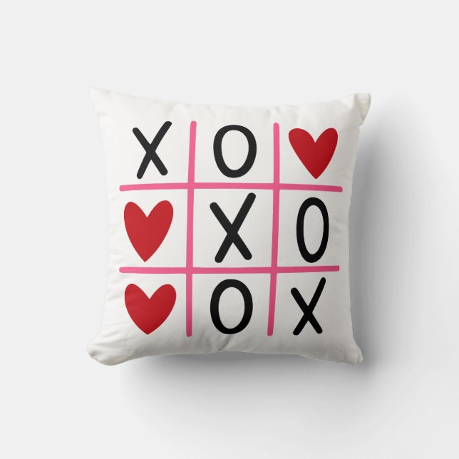 Kärlek Vinner Tic-Tac-Toe Kudde (Framsida)