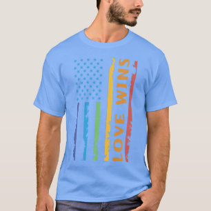 Kärlek vinner USA flagga Rainbow LGBT Gay pride lg T Shirt