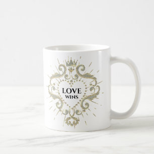 Kärlek Vins Valentineser Glitter Krona Ram Kaffemugg