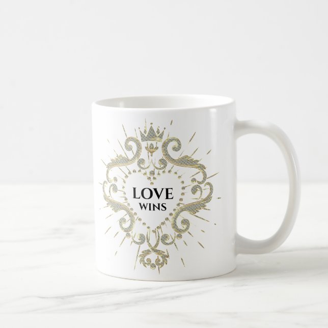 Kärlek Vins Valentineser Glitter Krona Ram Kaffemugg (Höger)