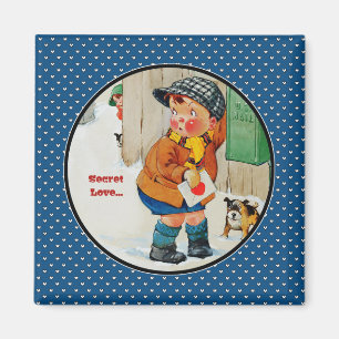Kärlek. Vintage Art Alla hjärtans dag Gift Magnet
