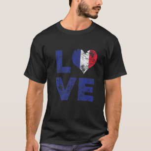 Kärlek Vintage Frankrike Flagga T Shirt