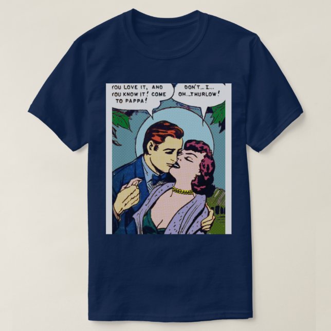 Kärlek Vintage tecknad Moonlight T Shirt (Design framsida)