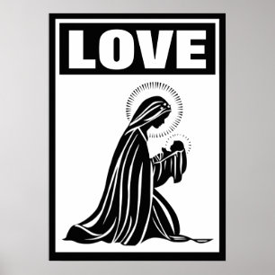 KÄRLEK VIRGIN MARY BABY JESUS NATIVITY CATHOLIC POSTER