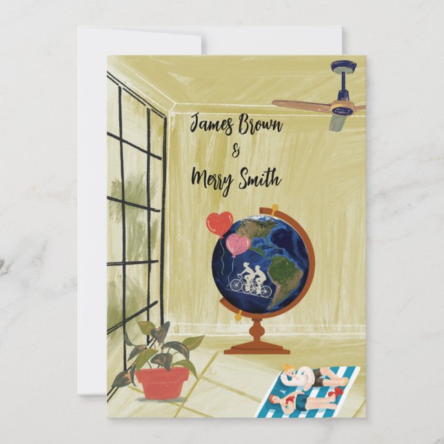 Kärlek Vision: Dreams Around Earth Bröllop Inbjudningar (Framsida)