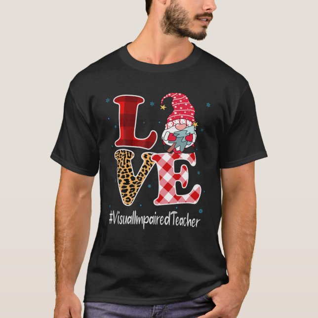 Kärlek Visual Imped Teacher Gnome-julmatchning T Shirt (Framsida)