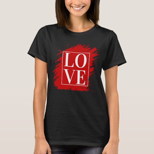 KÄRLEK VIT TYPOGRAFI RÖD KONST T SHIRT (Framsida)