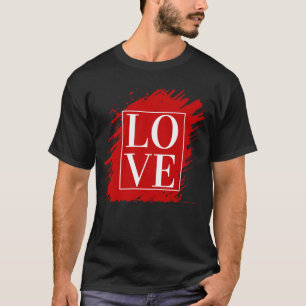 KÄRLEK VIT TYPOGRAFI RÖD KONST T SHIRT