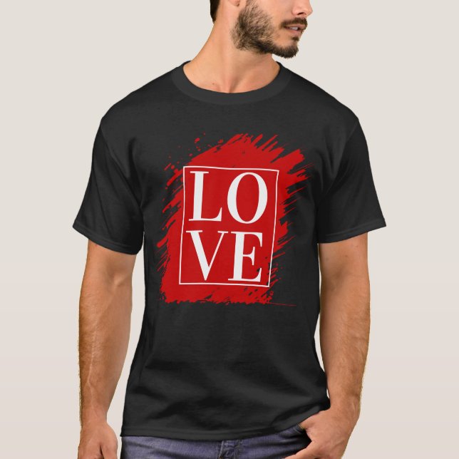 KÄRLEK VIT TYPOGRAFI RÖD KONST T SHIRT (Framsida)