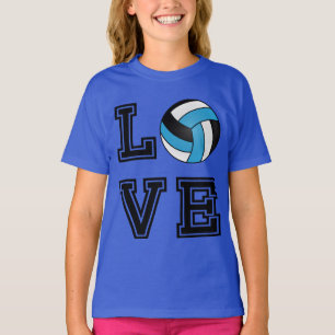 Kärlek Volleyball - Baby blue, vit och svart T Shirt