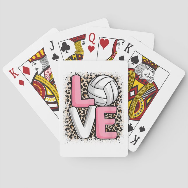 Kärlek Volleyball Leopard Skriv ut Women Girls Vol Casinokort (Baksidan)