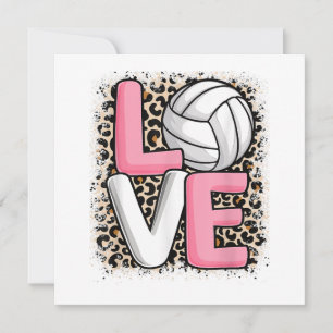Kärlek Volleyball Leopard Skriv ut Women Girls Vol Inbjudningar