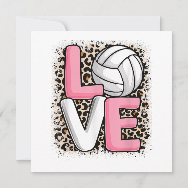 Kärlek Volleyball Leopard Skriv ut Women Girls Vol Tack Kort (Framsida)