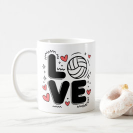 Kärlek Volleyboll Söt Volleybollspelare Flickor Kv Kaffemugg