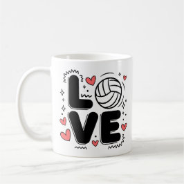 Kärlek Volleyboll Söt Volleybollspelare Flickor Kv Kaffemugg