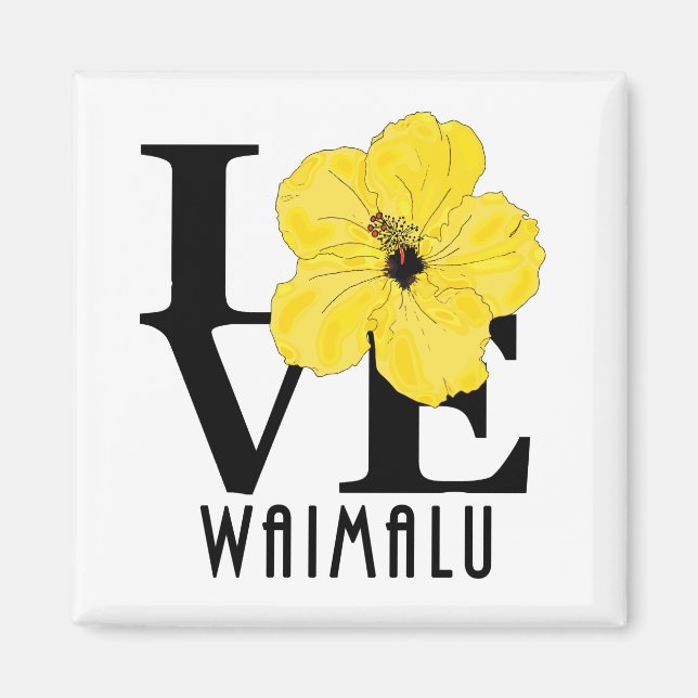 KÄRLEK Waimalu Gult Hibiscus Magnet (Framsidan)