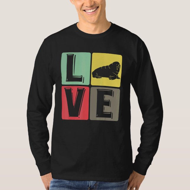 Kärlek Walrus Cute Marine Animals T Shirt (Framsida)
