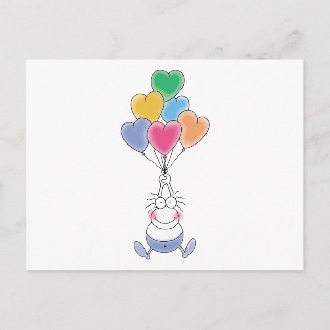 Kärlek Watercolor Cute Vykort (Framsida)
