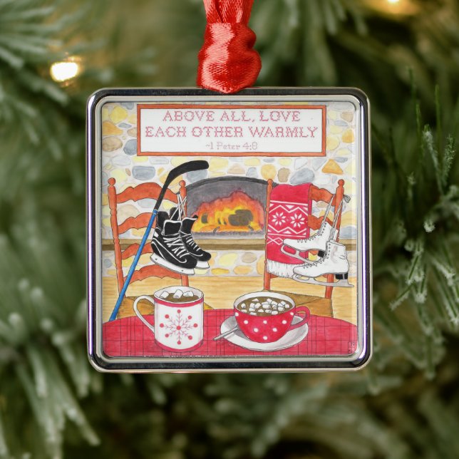 Kärlek Watercolor Scripture Jul Julgransprydnad Metall (Träd)