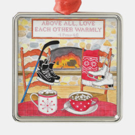 Kärlek Watercolor Scripture Jul Julgransprydnad Metall