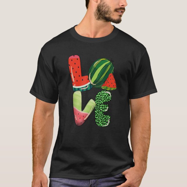 Kärlek Watermelon Summer Vibes Watermelon För mana T Shirt (Framsida)