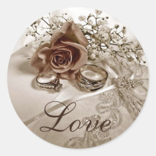 Kärlek Wedding Stickers Runt Klistermärke
