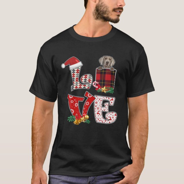 Kärlek Weimaraner Julafton Pocket Play jul T Shirt (Framsida)