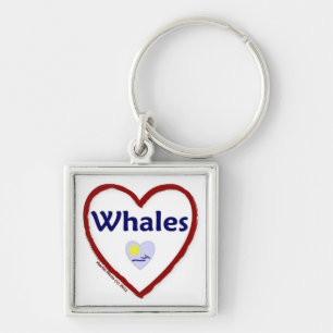 Kärlek Whales Fyrkantig Silverfärgad Nyckelring