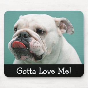 Kärlek White English Bulldog Puppy Hund Mousepad Musmatta