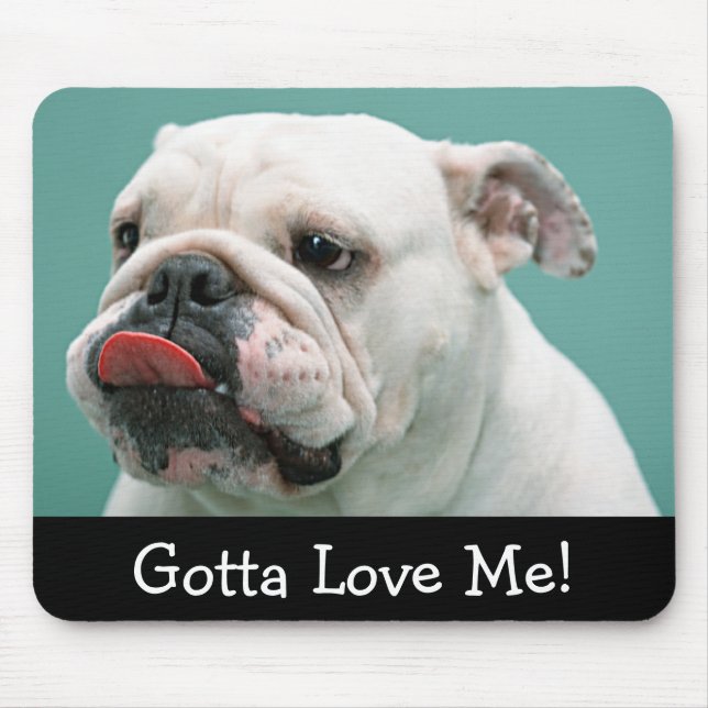 Kärlek White English Bulldog Puppy Hund Mousepad Musmatta (Framsidan)