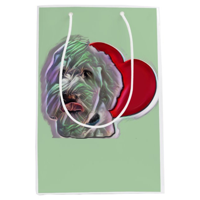 Kärlek White Goldendoodle PopArt med hjärta (Framsidan)